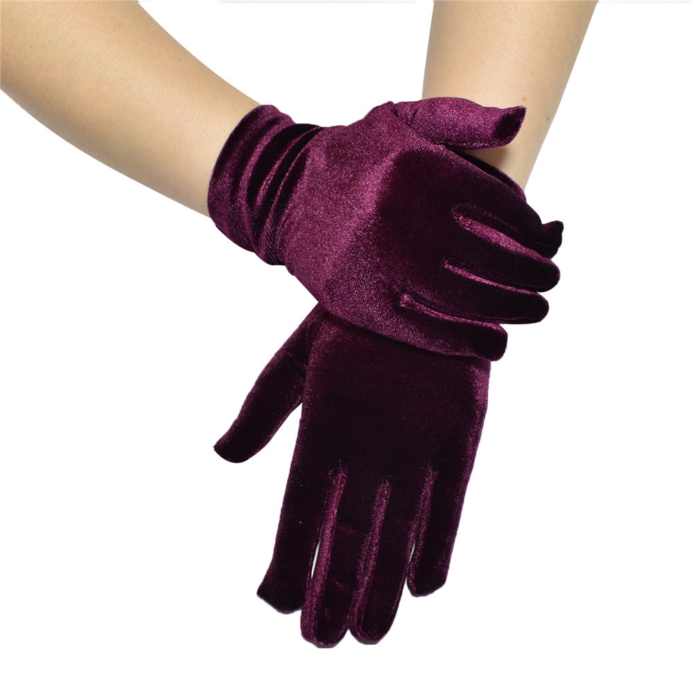 Women's Short Stretch Gold Veet Warm Flannel Gloves