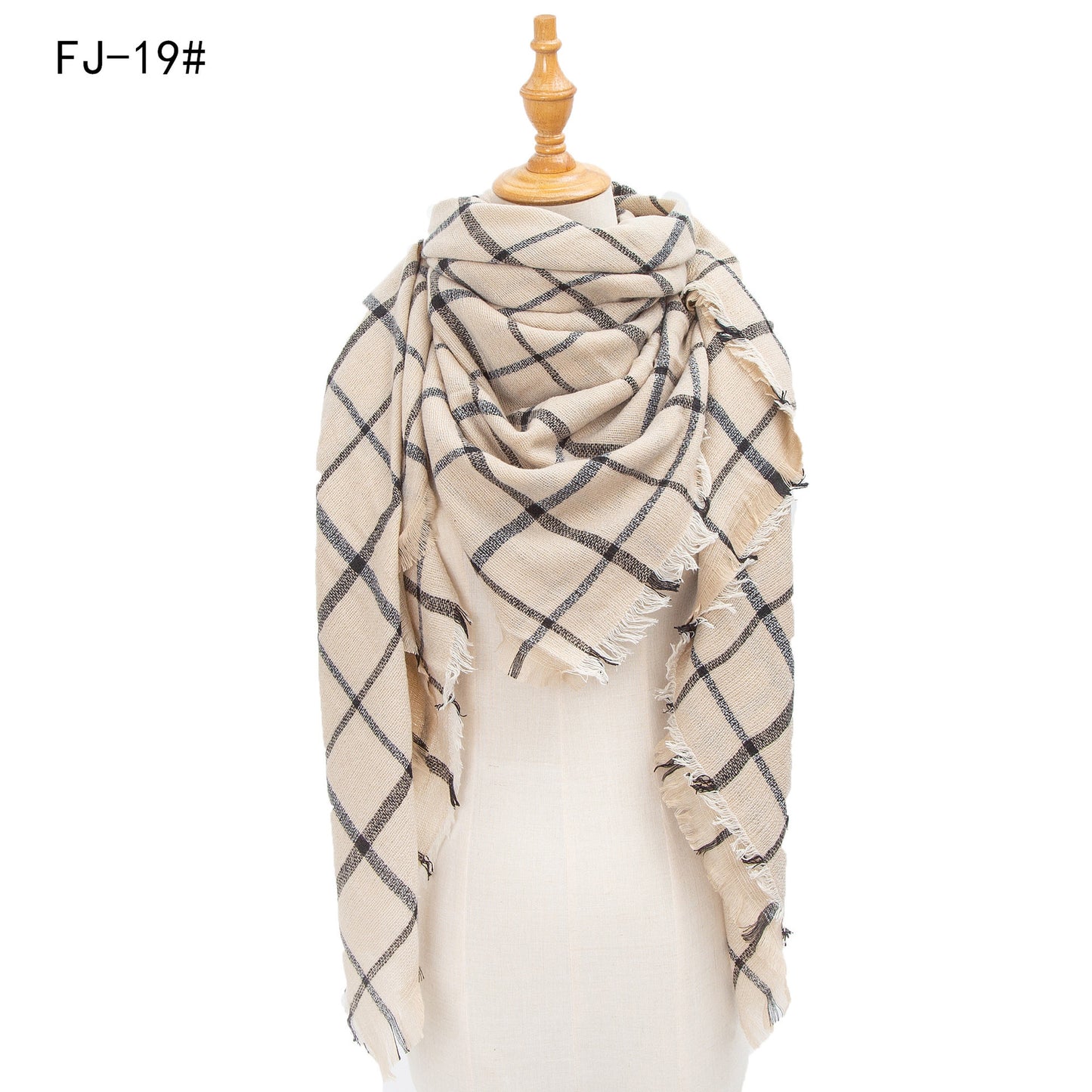 Women's Model Fine Yarn High Density Plaid Scarfs