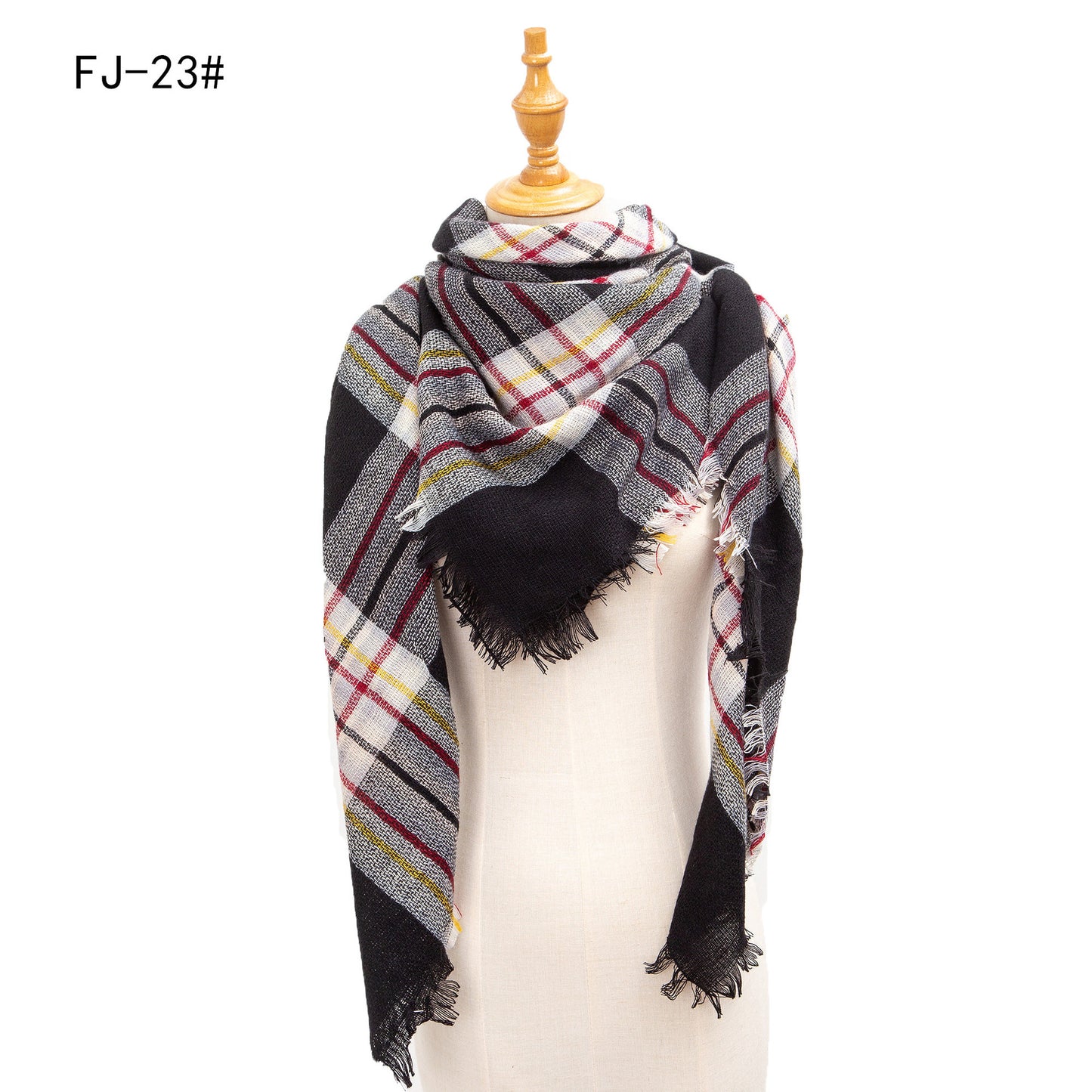 Women's Model Fine Yarn High Density Plaid Scarfs