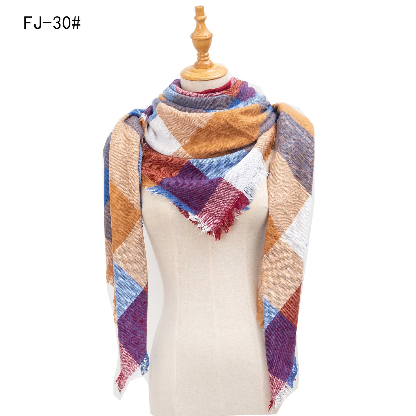 Women's Model Fine Yarn High Density Plaid Scarfs