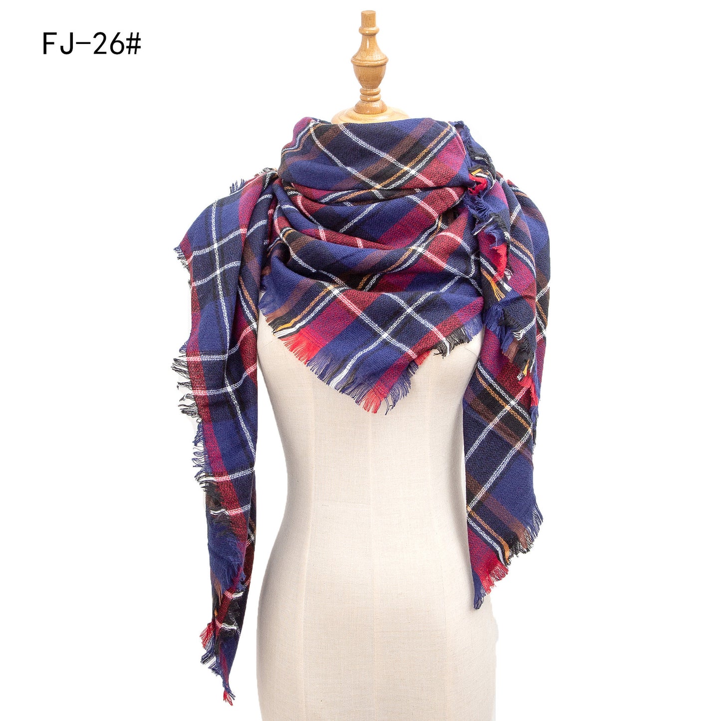 Women's Model Fine Yarn High Density Plaid Scarfs