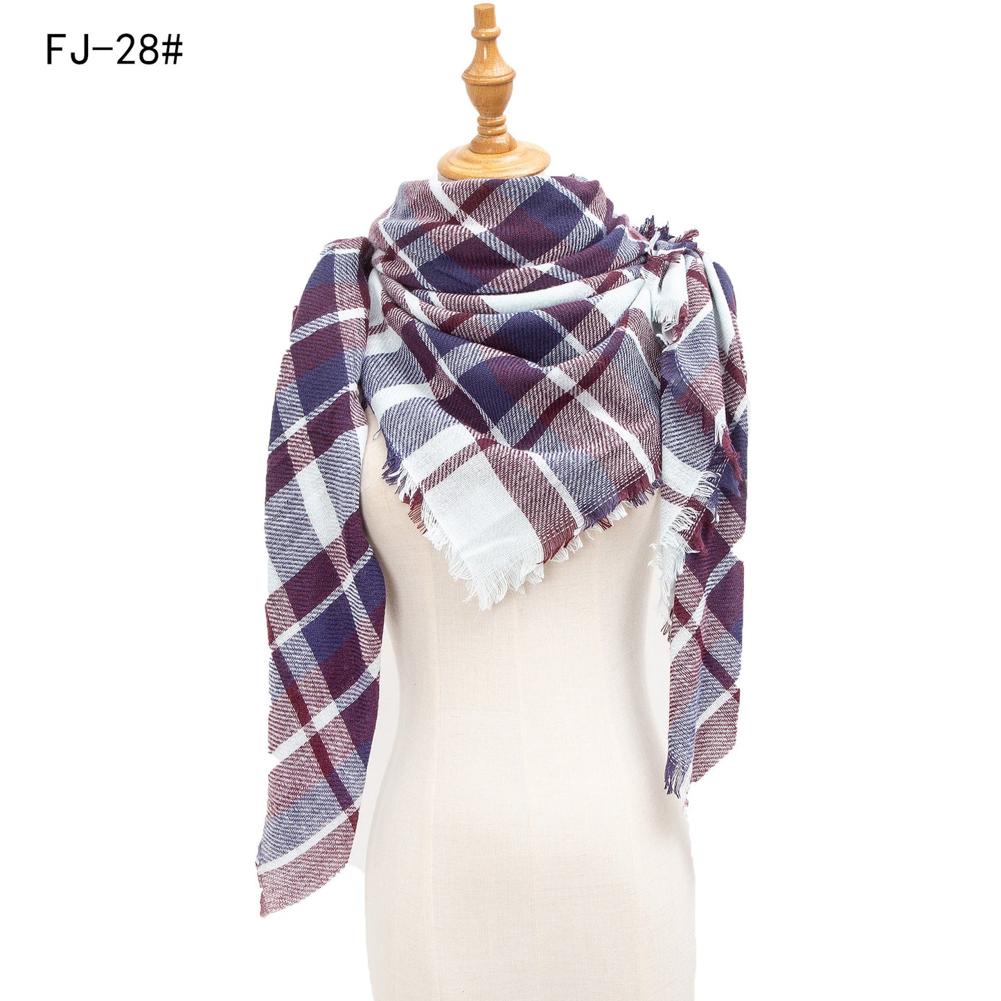 Women's Model Fine Yarn High Density Plaid Scarfs