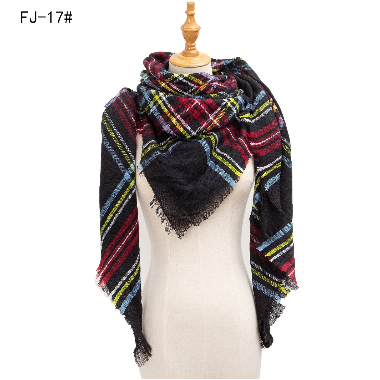 Women's Model Fine Yarn High Density Plaid Scarfs