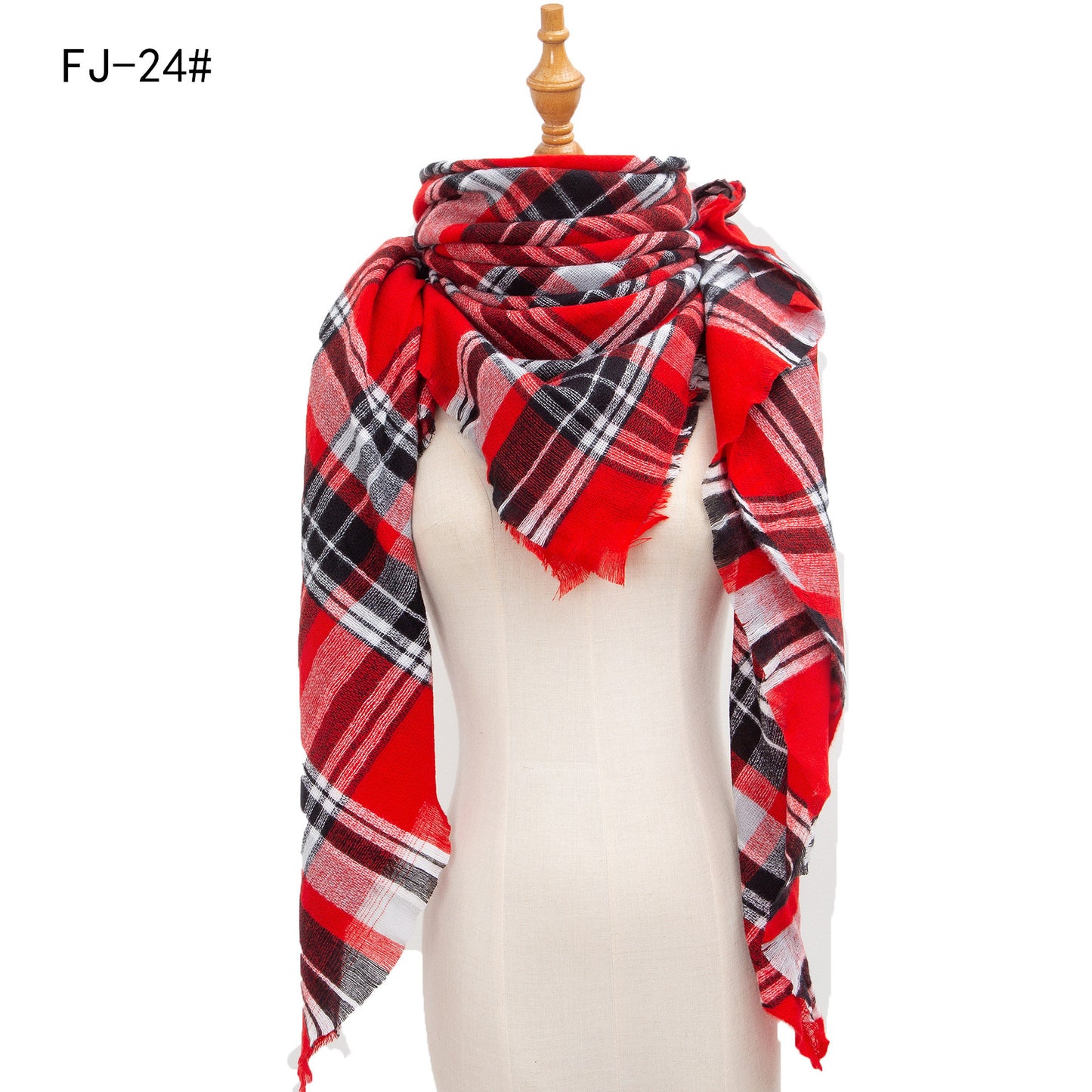 Women's Model Fine Yarn High Density Plaid Scarfs