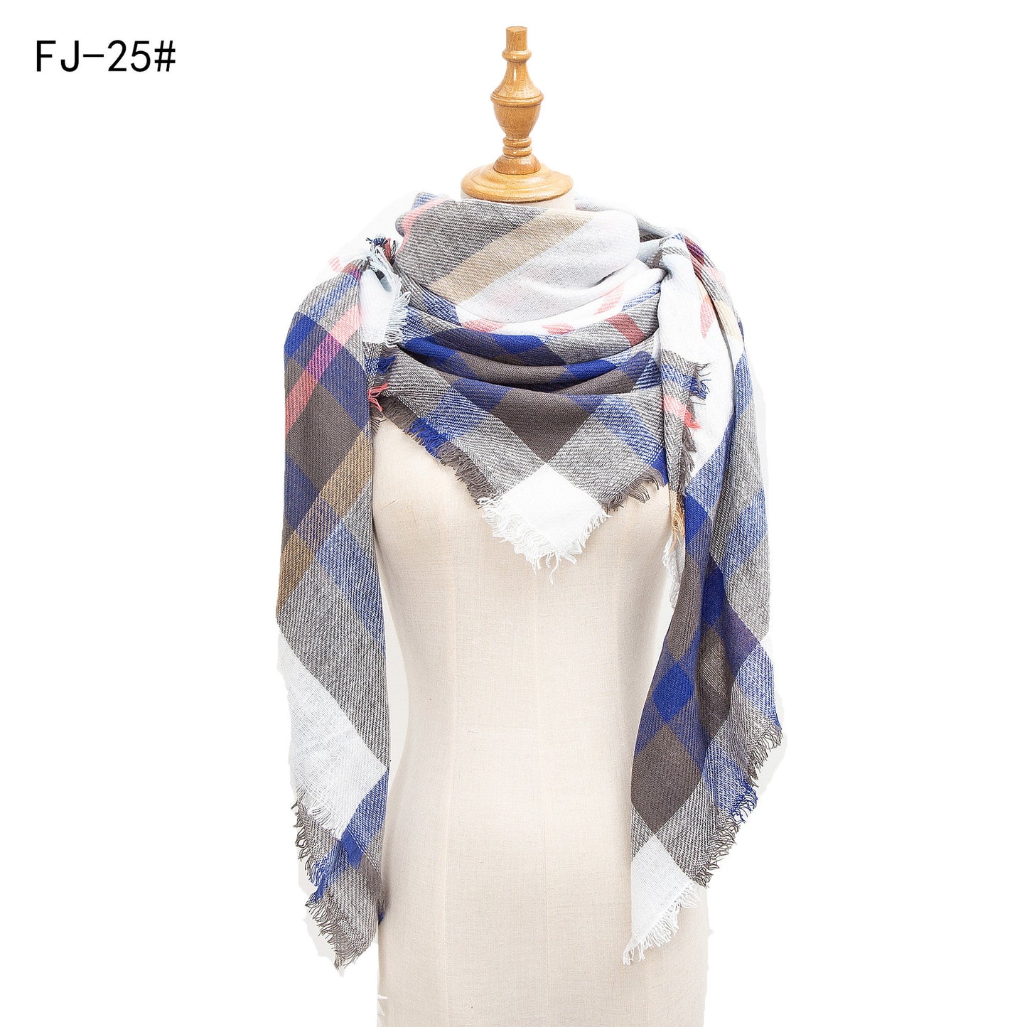 Women's Model Fine Yarn High Density Plaid Scarfs