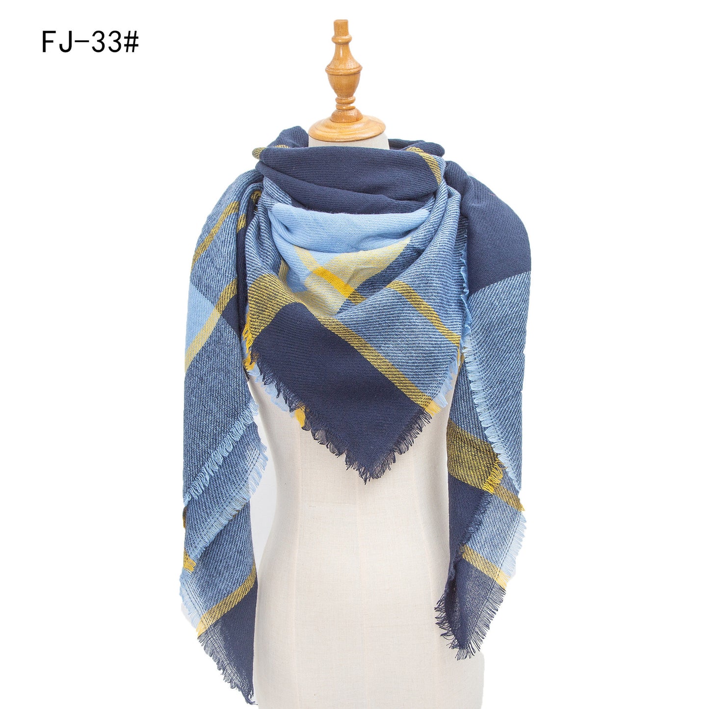 Women's Model Fine Yarn High Density Plaid Scarfs