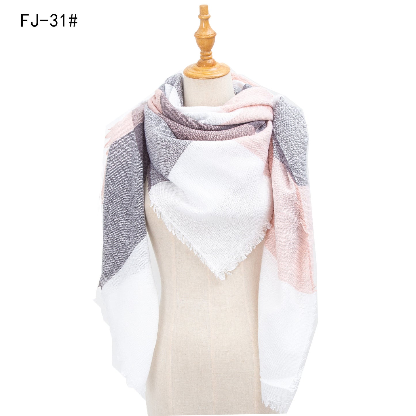 Women's Model Fine Yarn High Density Plaid Scarfs