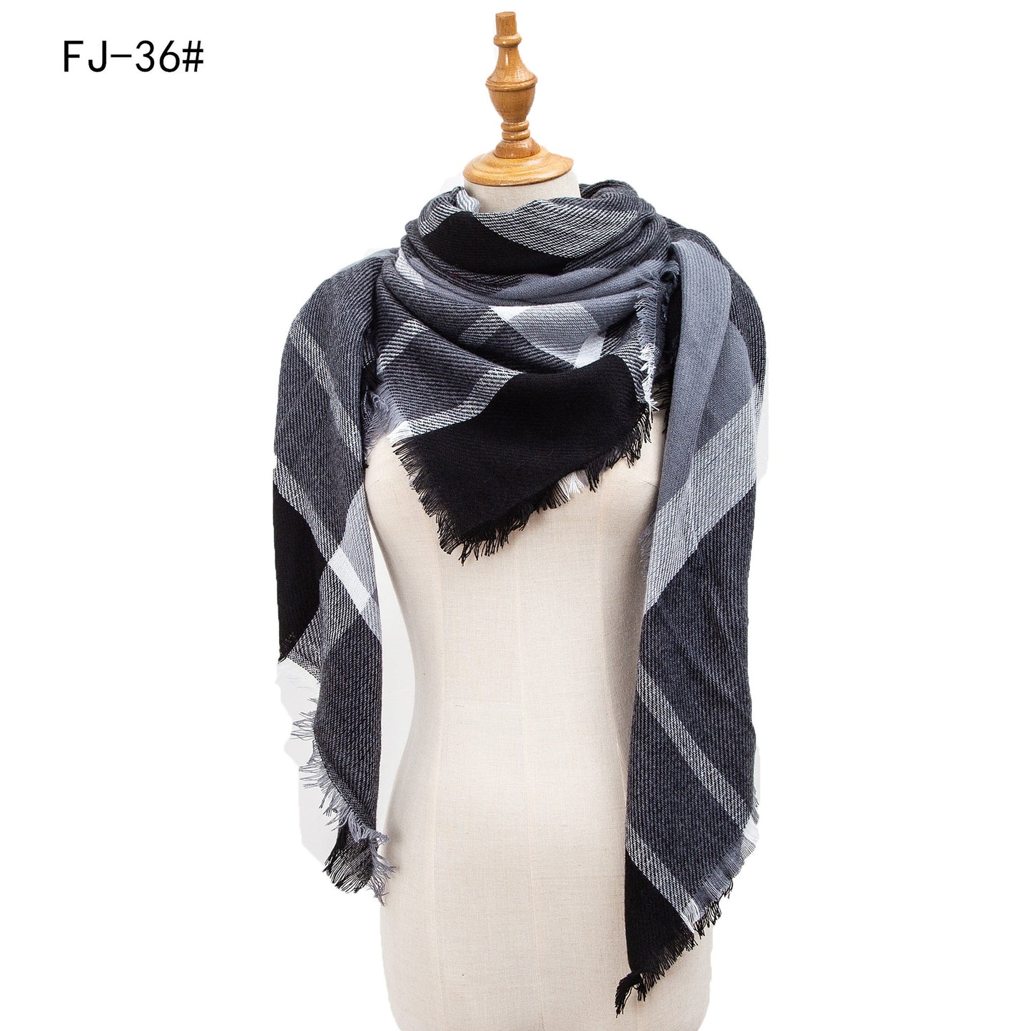 Women's Model Fine Yarn High Density Plaid Scarfs