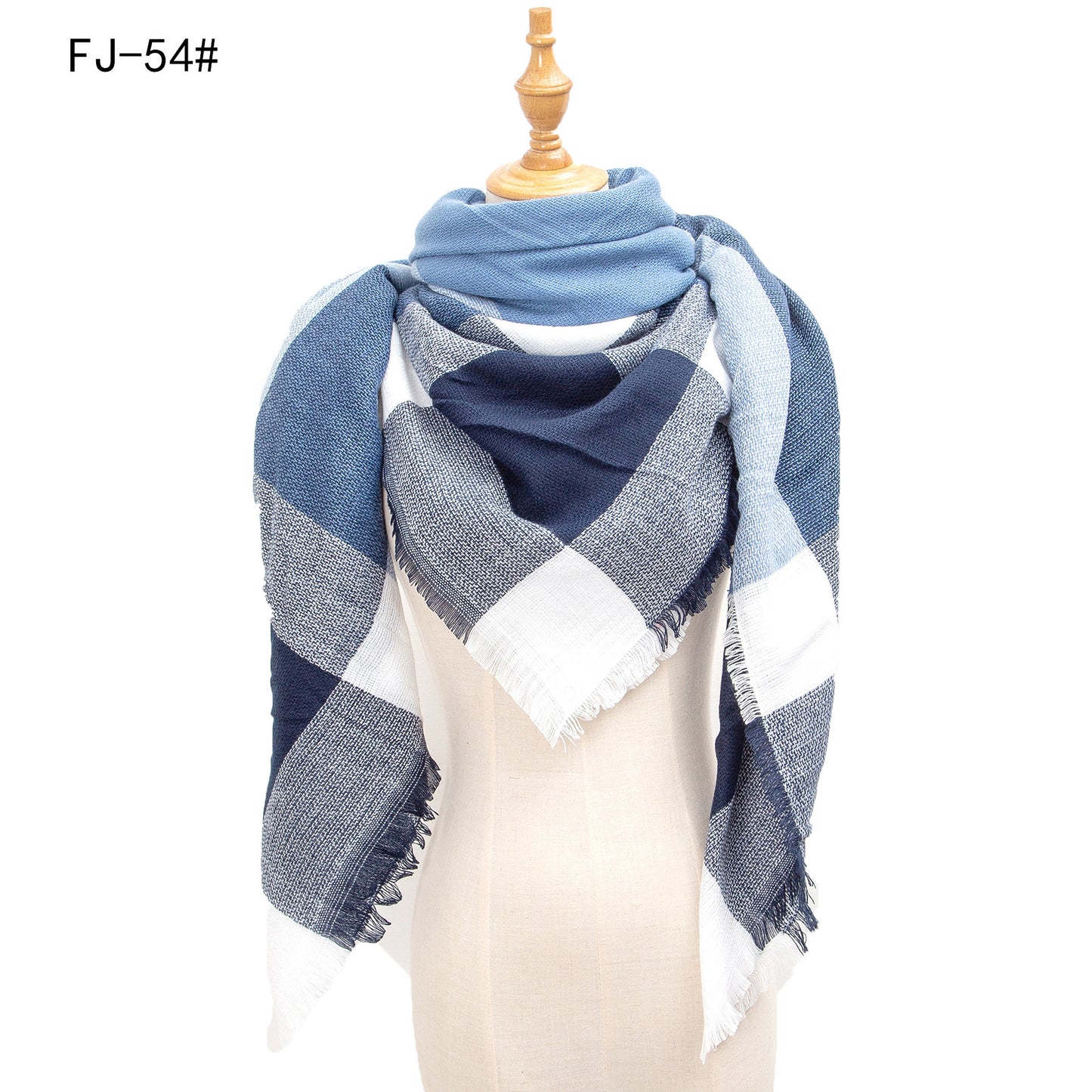 Women's Model Fine Yarn High Density Plaid Scarfs