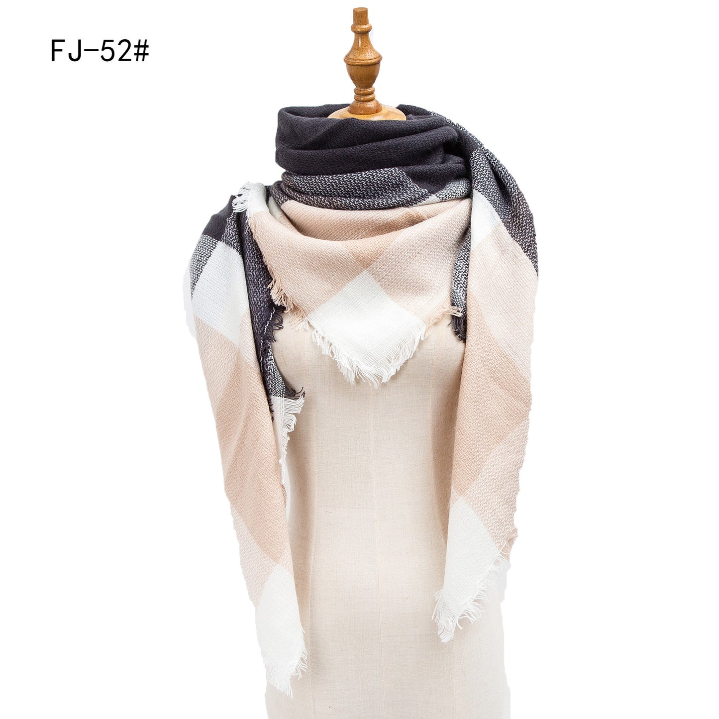 Women's Model Fine Yarn High Density Plaid Scarfs