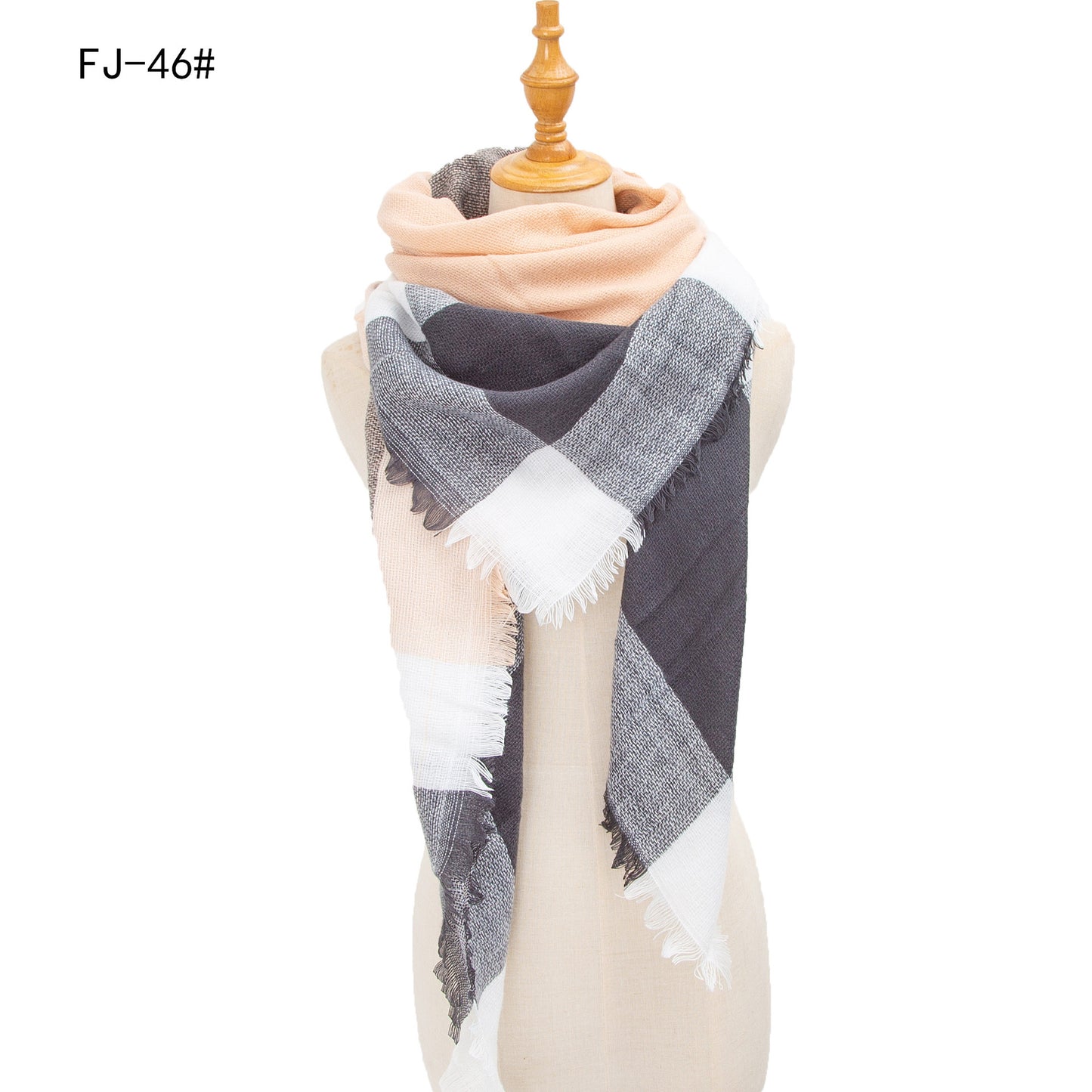 Women's Model Fine Yarn High Density Plaid Scarfs