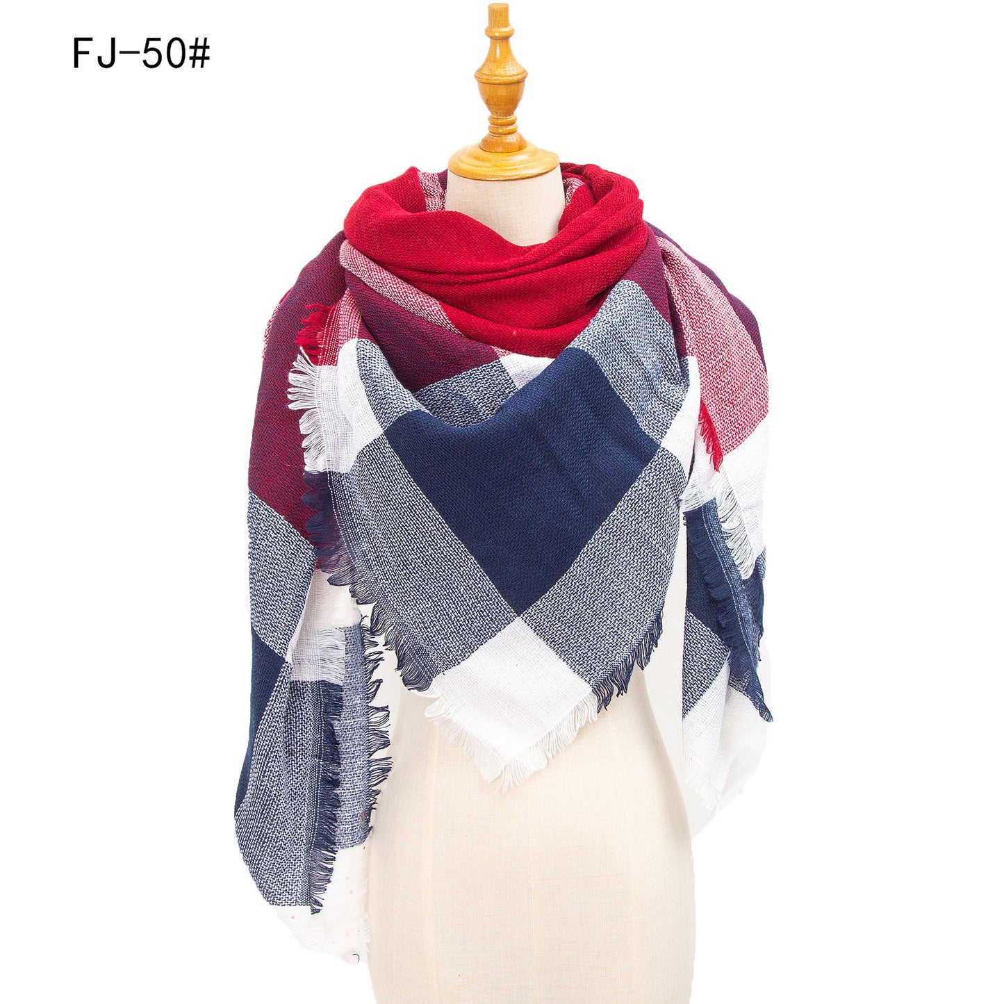 Women's Model Fine Yarn High Density Plaid Scarfs