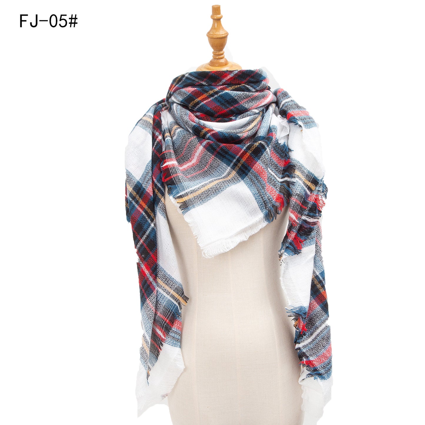 Women's Model Fine Yarn High Density Plaid Scarfs