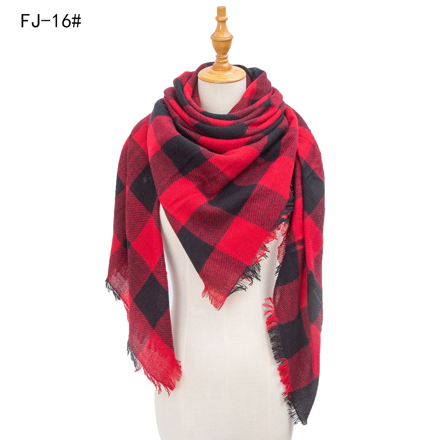 Women's Model Fine Yarn High Density Plaid Scarfs