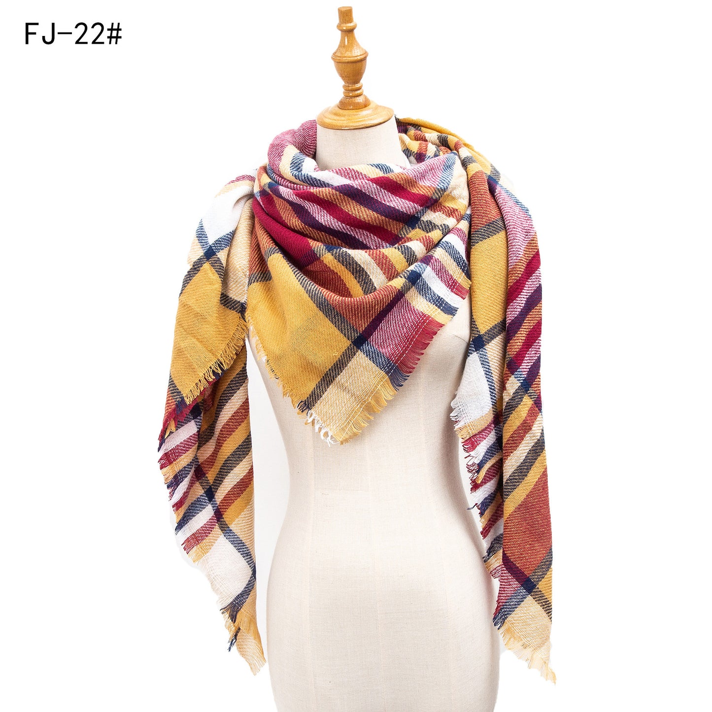 Women's Model Fine Yarn High Density Plaid Scarfs