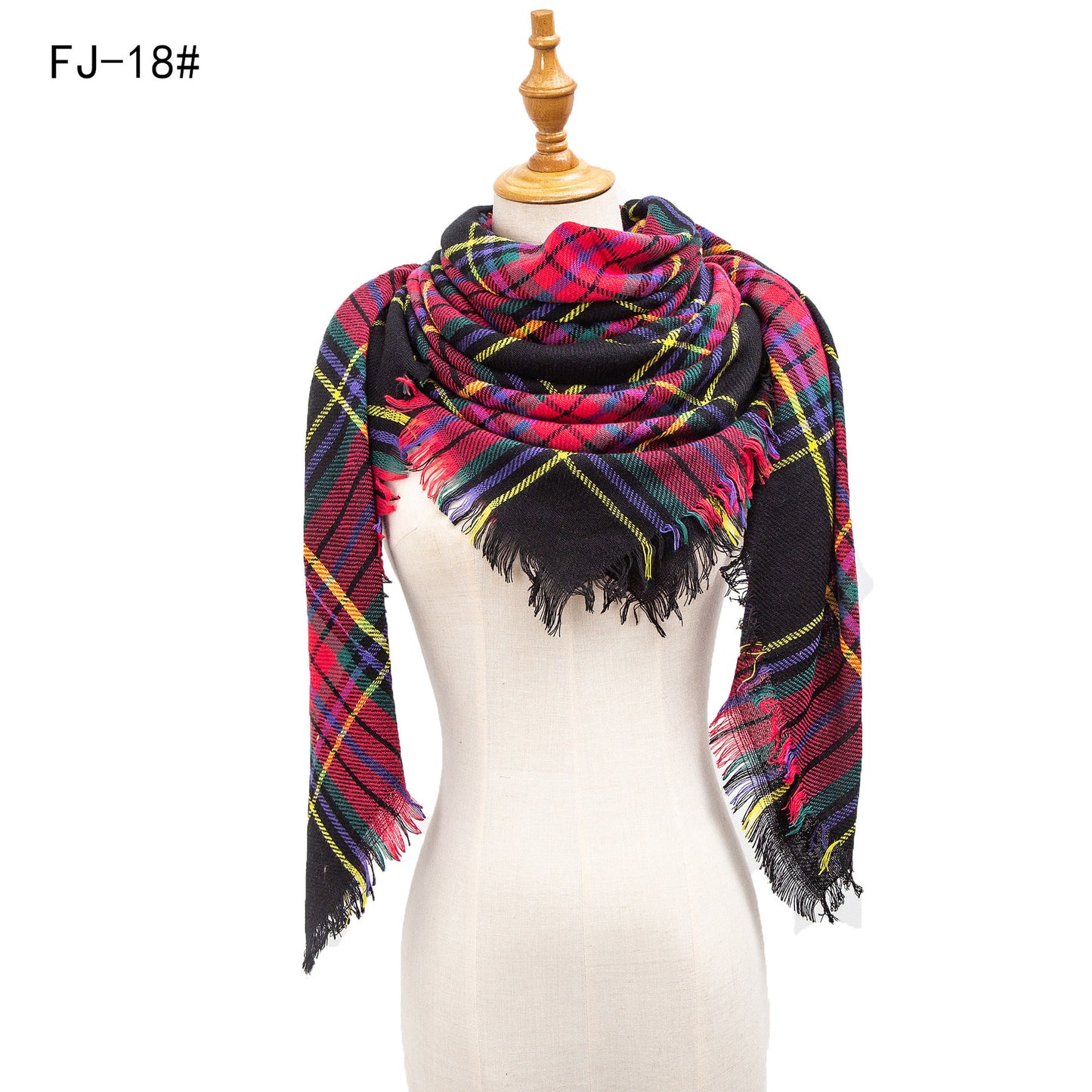 Women's Model Fine Yarn High Density Plaid Scarfs