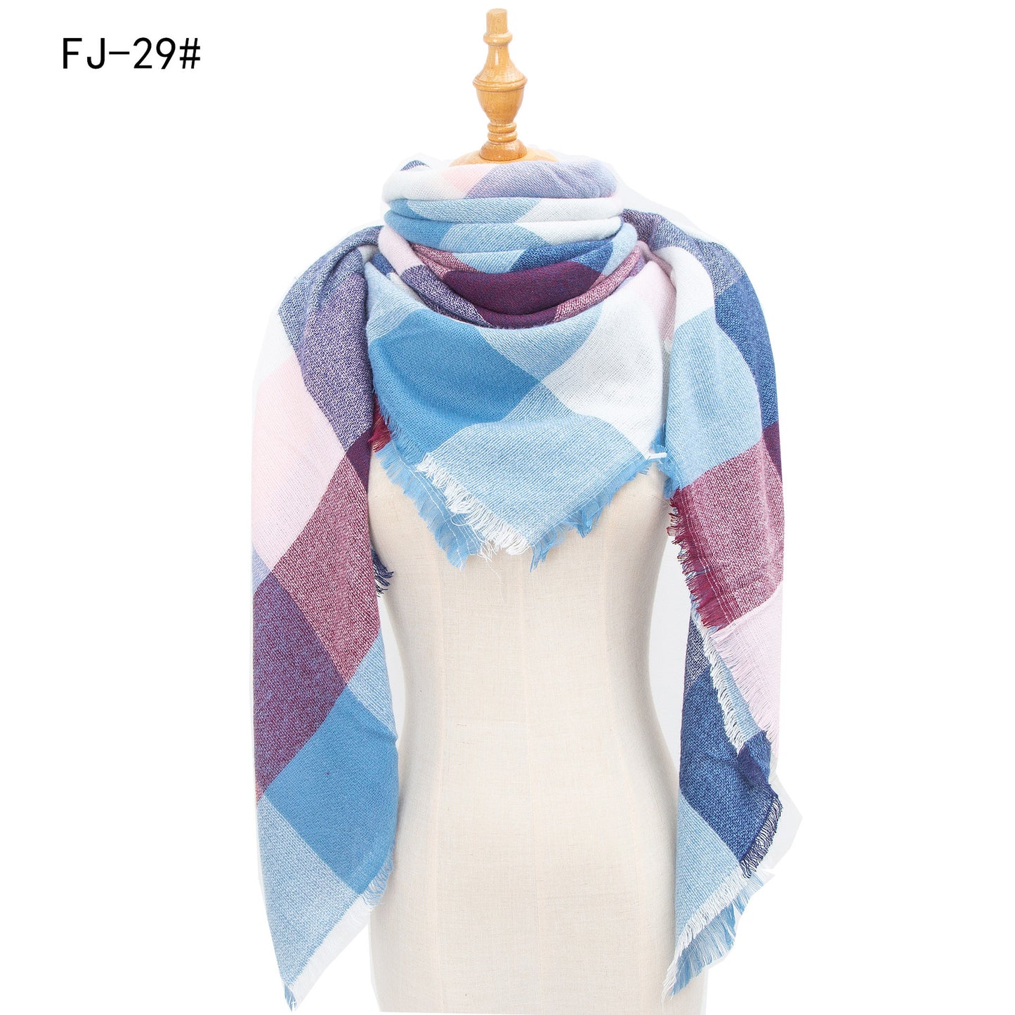 Women's Model Fine Yarn High Density Plaid Scarfs