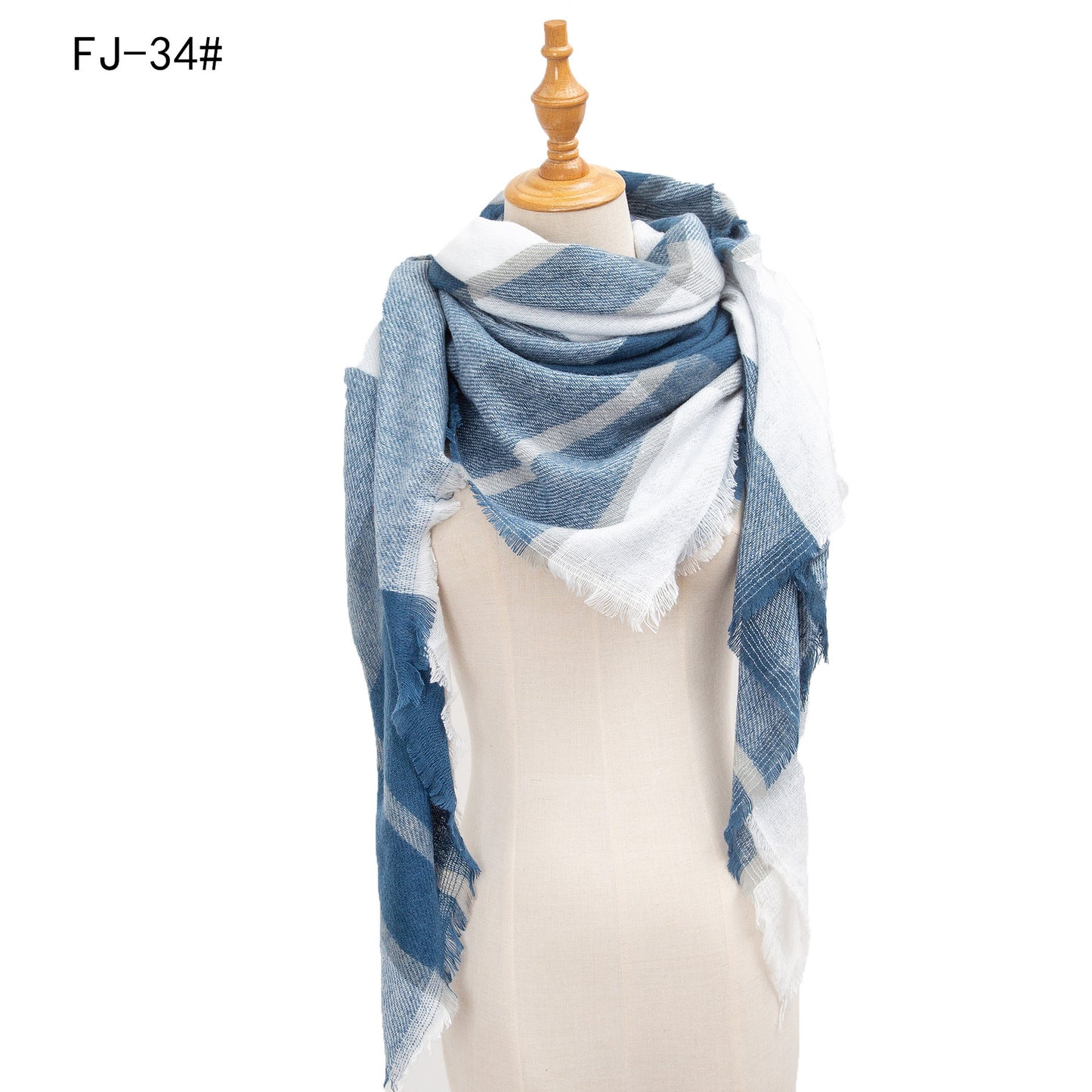 Women's Model Fine Yarn High Density Plaid Scarfs