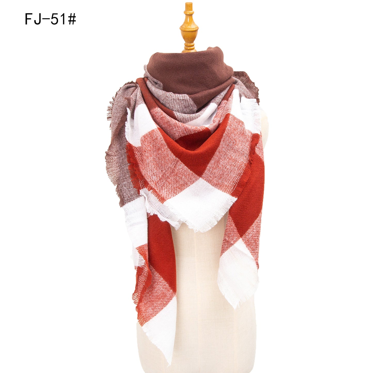 Women's Model Fine Yarn High Density Plaid Scarfs