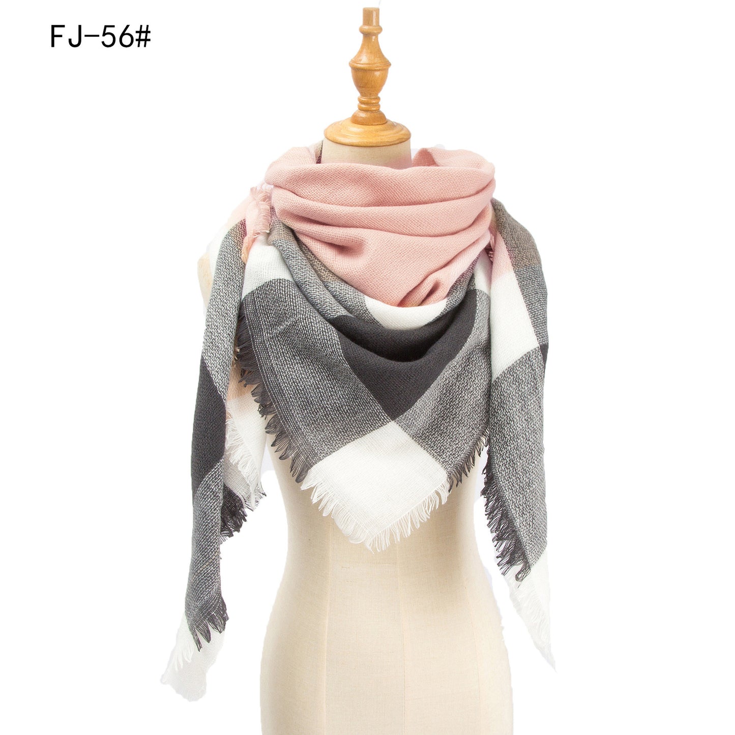 Women's Model Fine Yarn High Density Plaid Scarfs