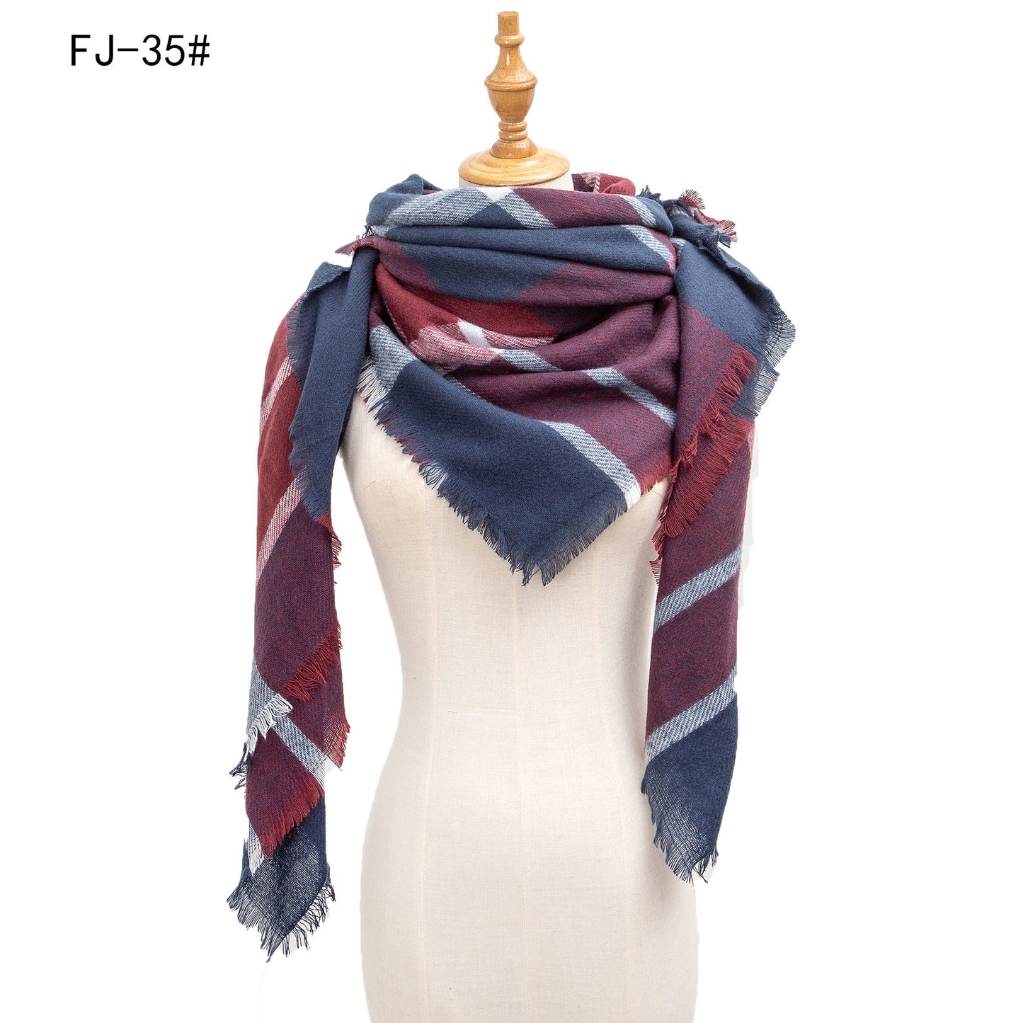 Women's Model Fine Yarn High Density Plaid Scarfs