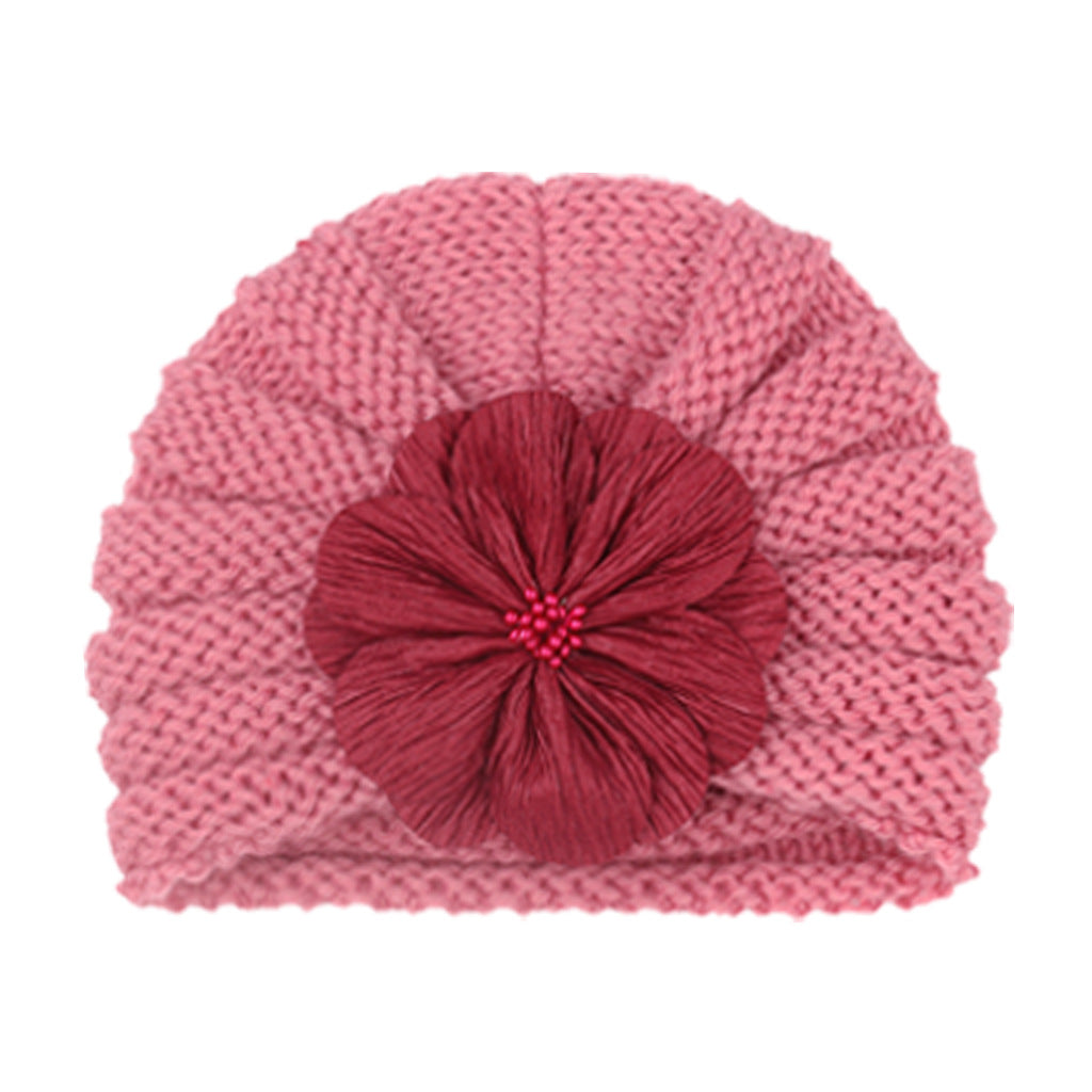 Children's Warm Knitted Hat Fashion Match Flower Kids' Headwear