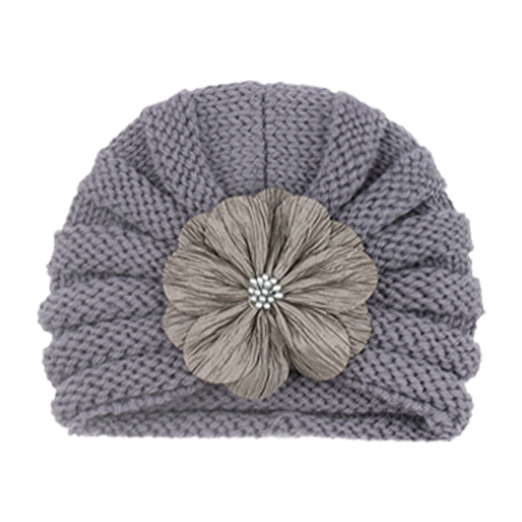 Children's Warm Knitted Hat Fashion Match Flower Kids' Headwear