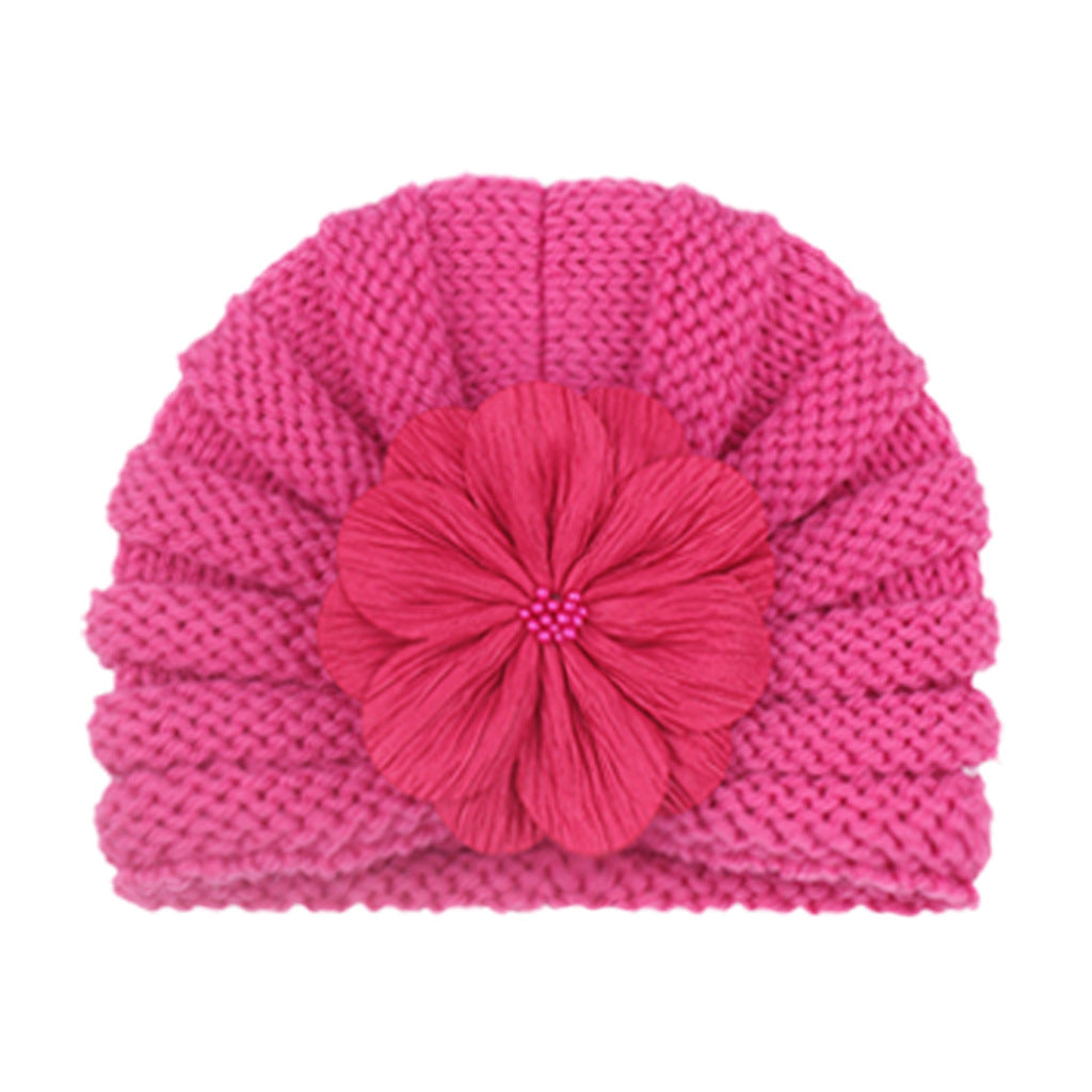 Children's Warm Knitted Hat Fashion Match Flower Kids' Headwear