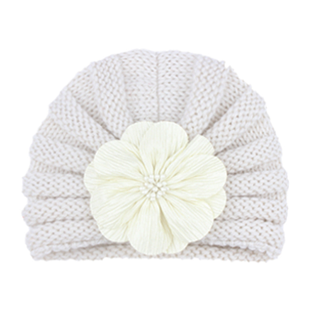 Children's Warm Knitted Hat Fashion Match Flower Kids' Headwear