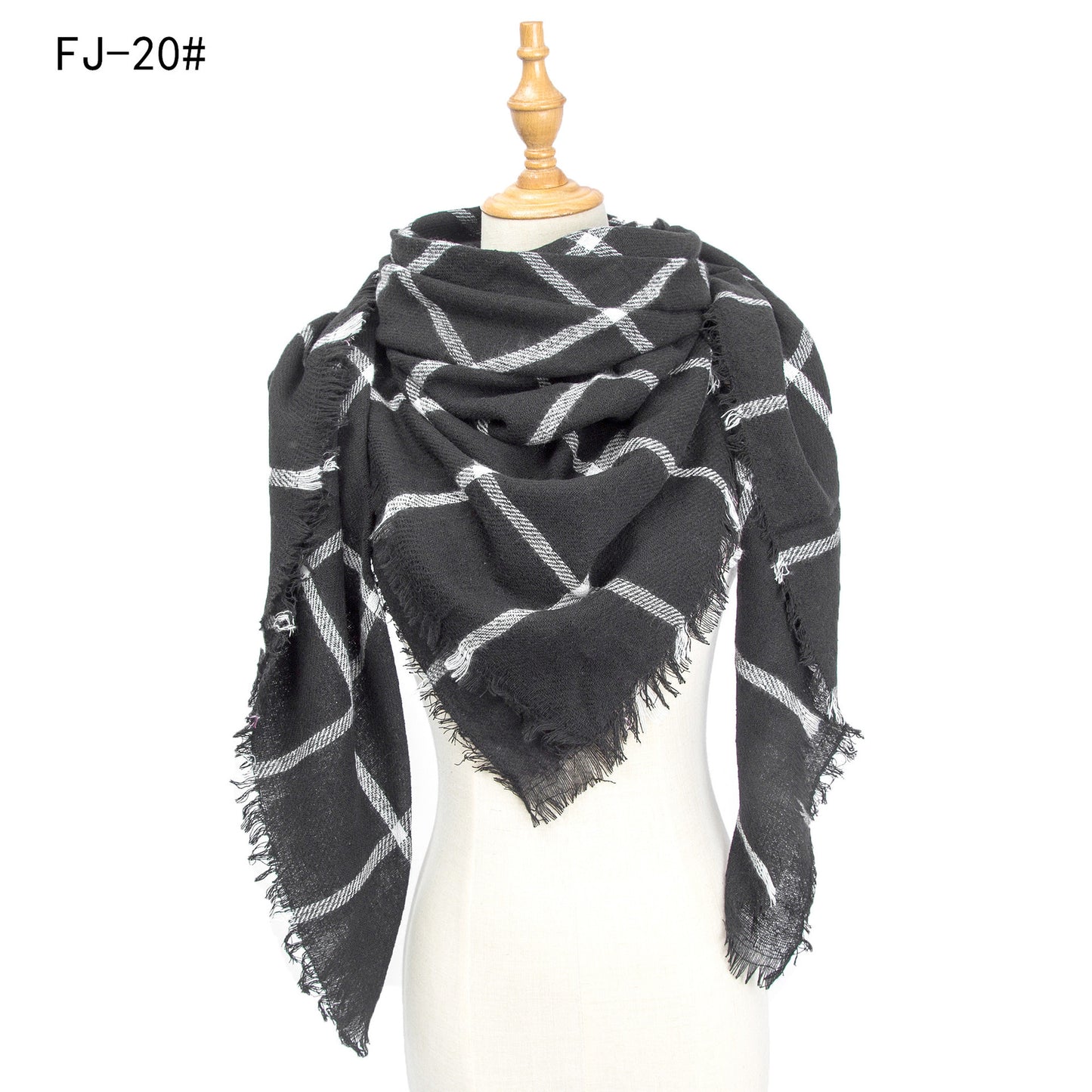 Women's Model Fine Yarn High Density Plaid Scarfs