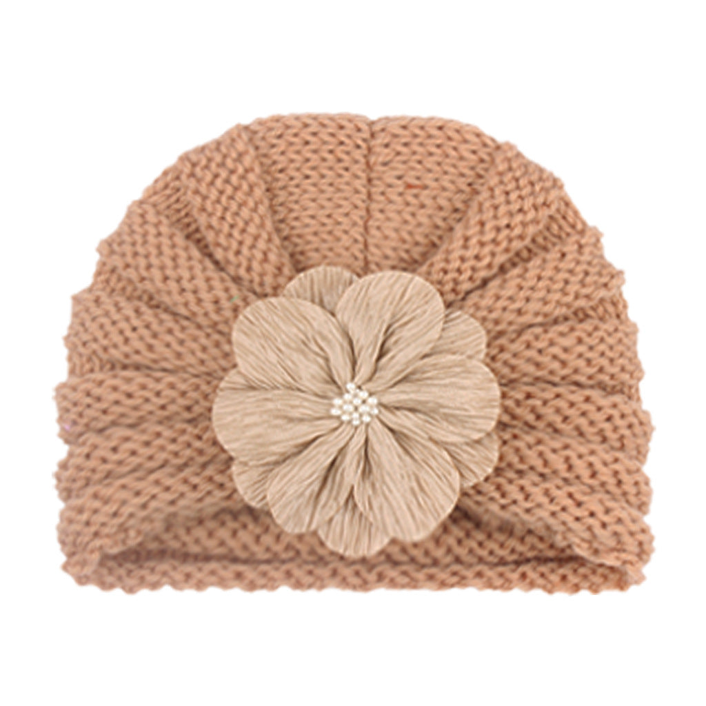 Children's Warm Knitted Hat Fashion Match Flower Kids' Headwear