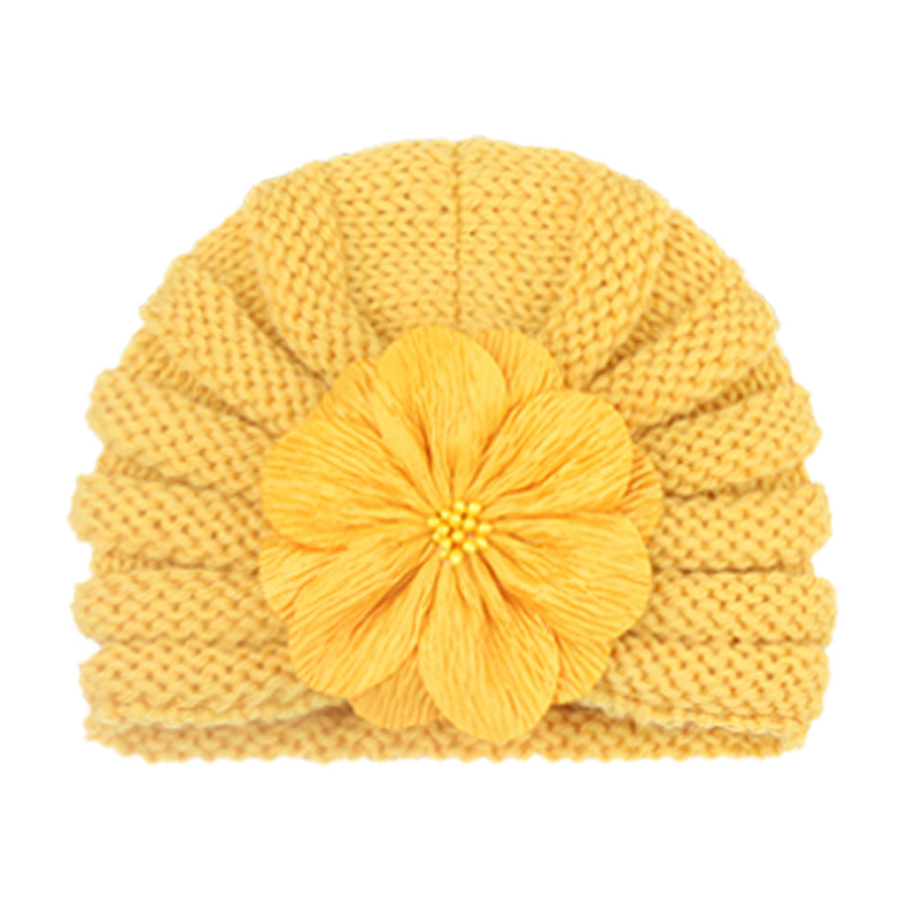 Children's Warm Knitted Hat Fashion Match Flower Kids' Headwear