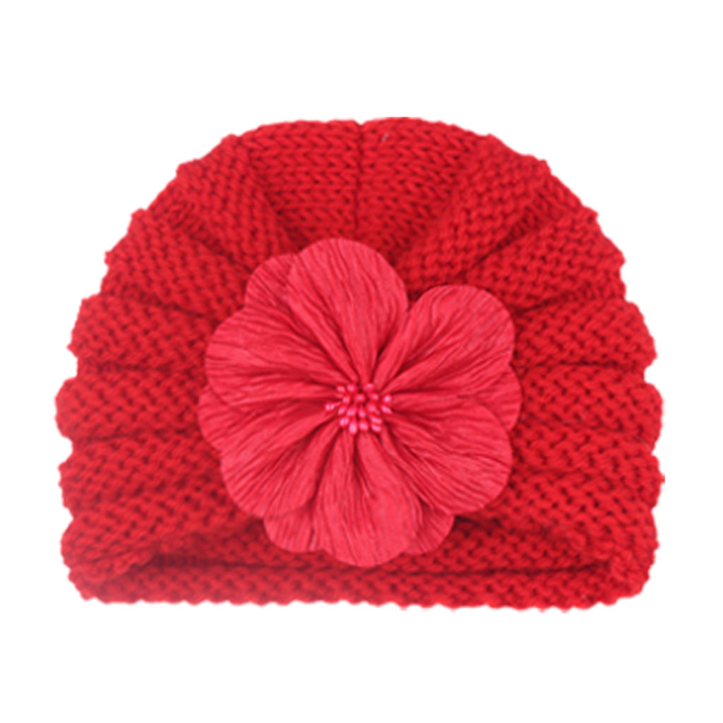 Children's Warm Knitted Hat Fashion Match Flower Kids' Headwear