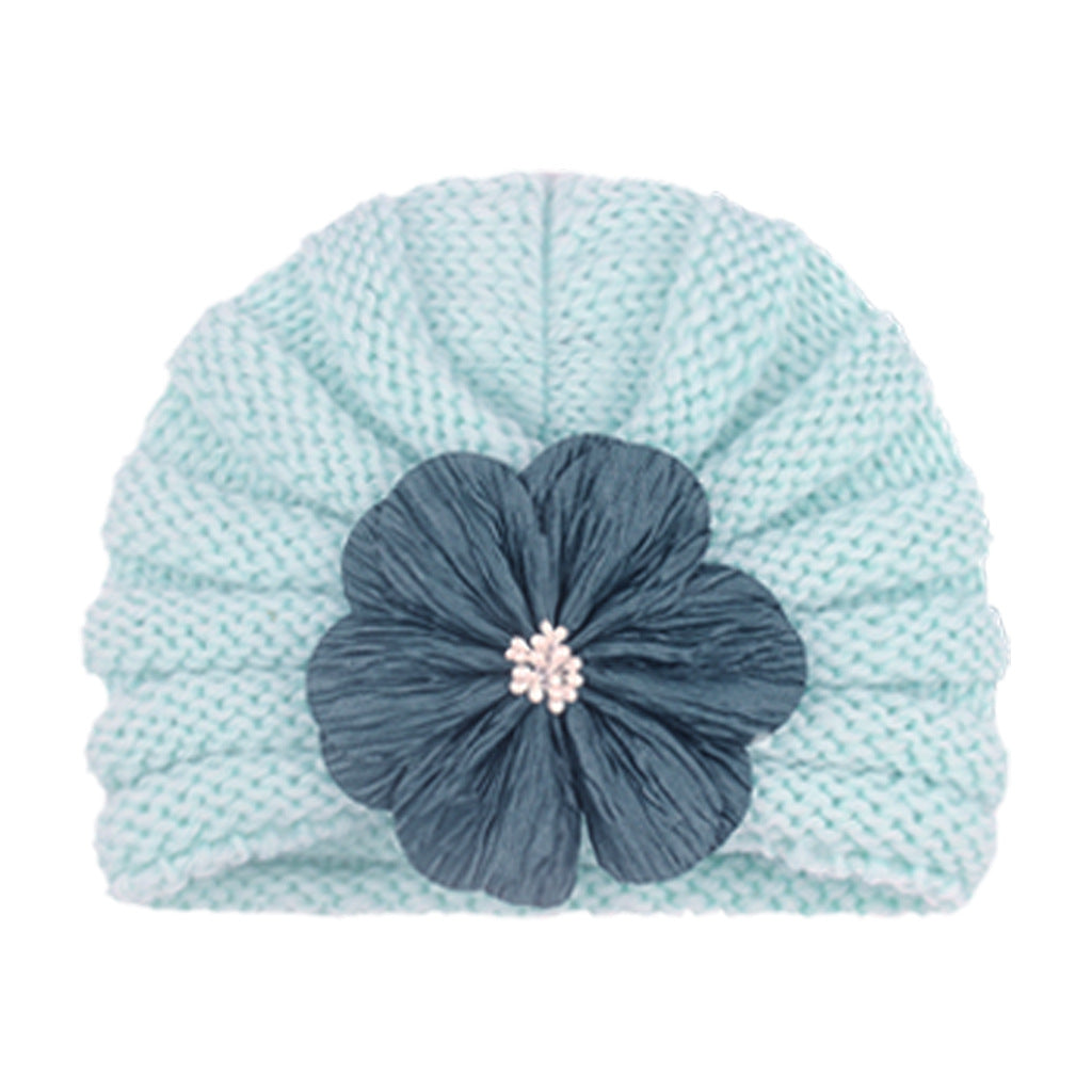 Children's Warm Knitted Hat Fashion Match Flower Kids' Headwear