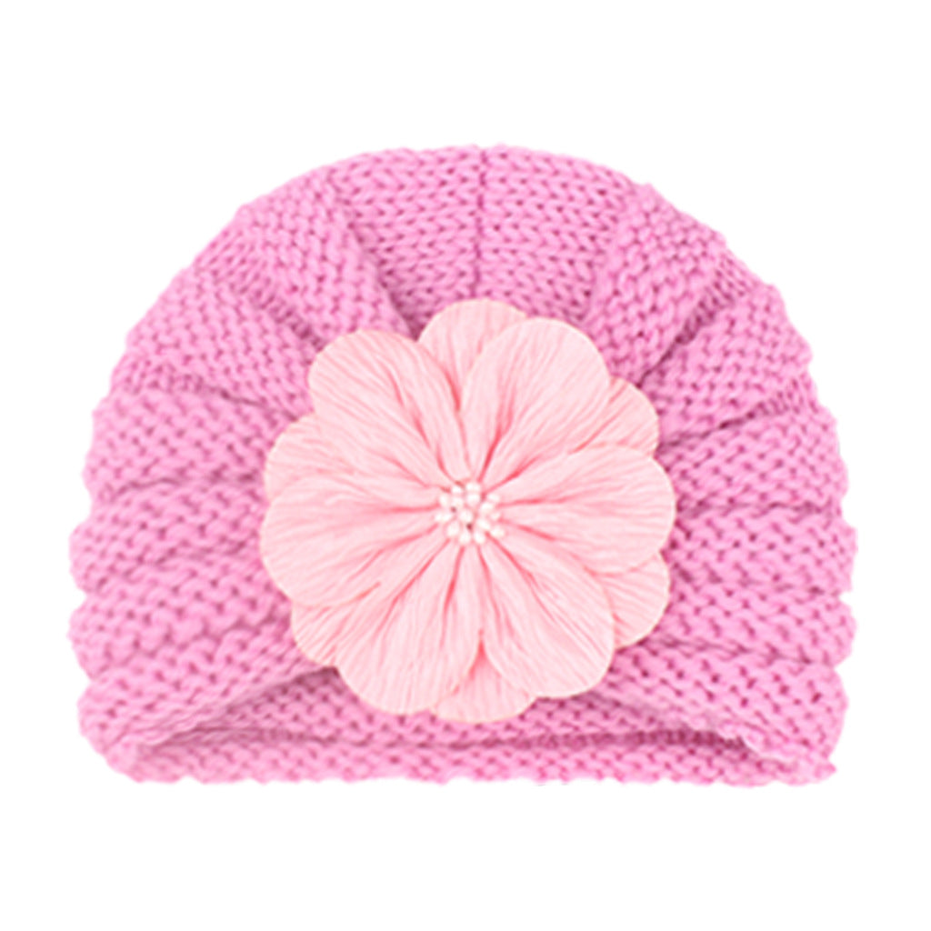 Children's Warm Knitted Hat Fashion Match Flower Kids' Headwear