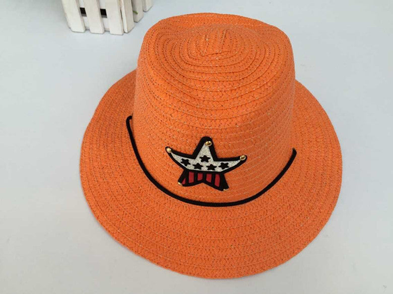 Children's Summer Korean Style Western Cowboy Hat Straw Boys Kids' Headwear