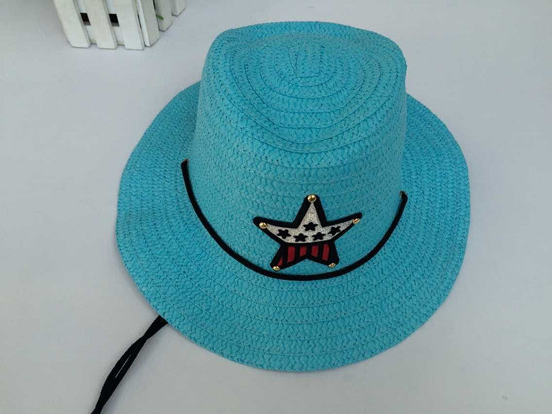 Children's Summer Korean Style Western Cowboy Hat Straw Boys Kids' Headwear