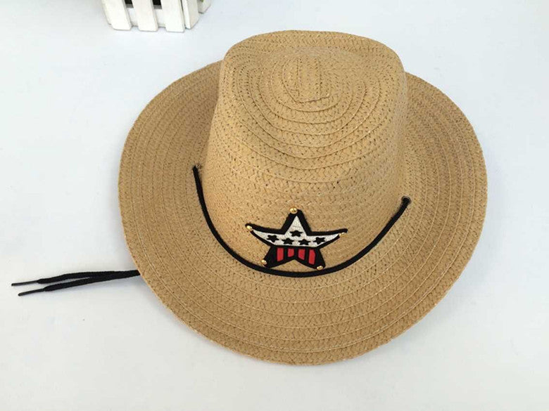 Children's Summer Korean Style Western Cowboy Hat Straw Boys Kids' Headwear