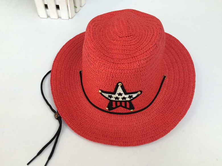 Children's Summer Korean Style Western Cowboy Hat Straw Boys Kids' Headwear