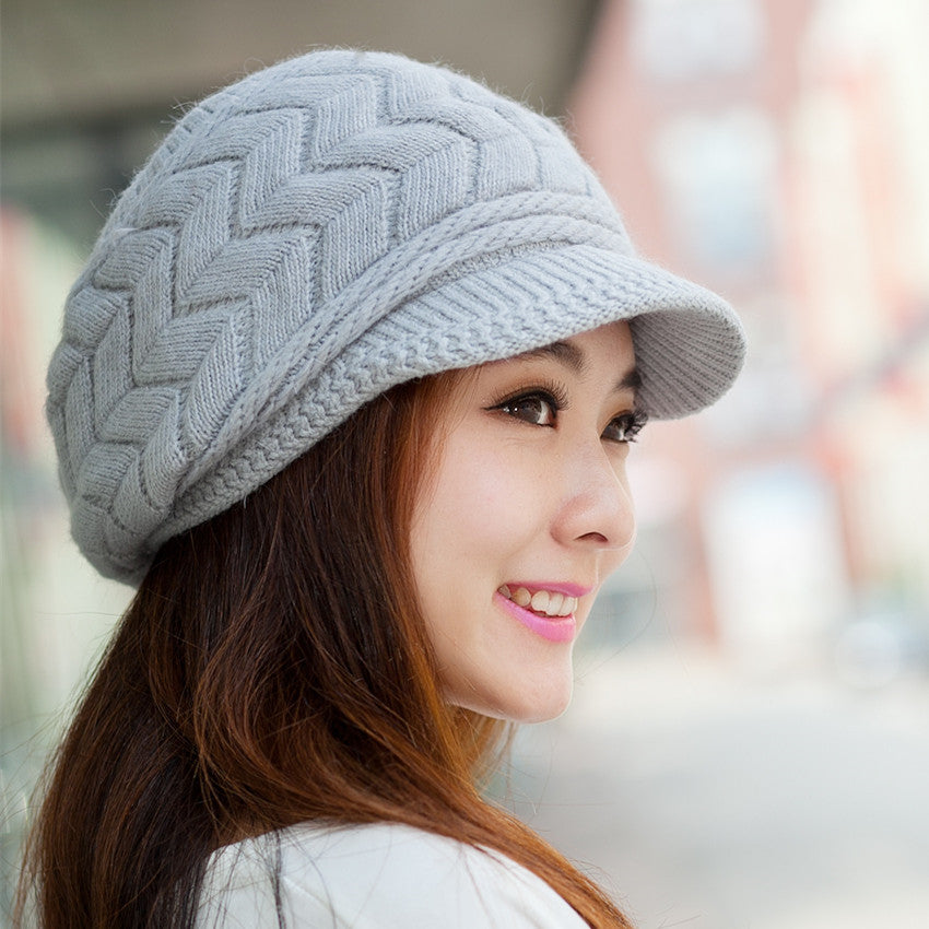 Women's Fur Hat Knitted Cute Plus Hand Knitting Hats & Caps