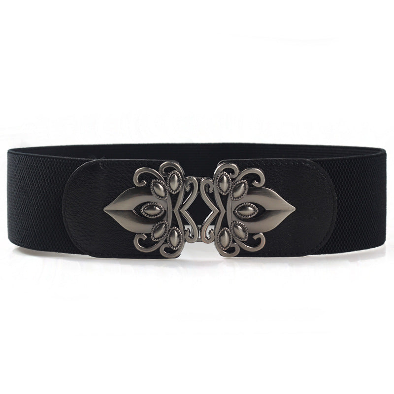 Women's Fashion Alloy Elastic Wide Waist Seal Belts