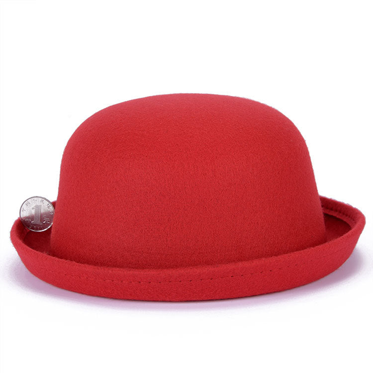 Women's & Children's Hat Dome Woolen British Style Top Kids' Headwear