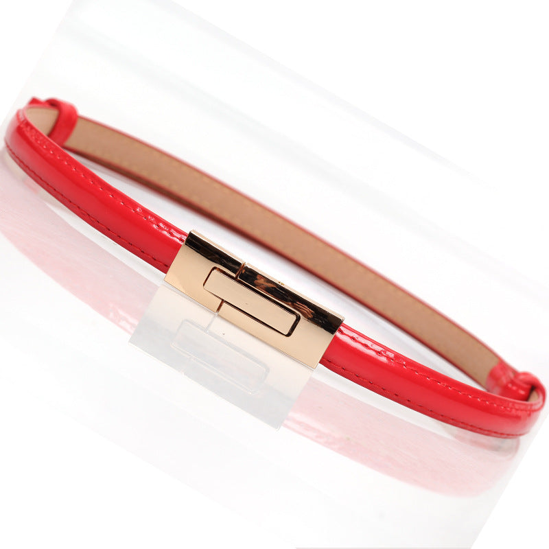 Women's Of Buckles Candy Color Patent Leather Korean Belts