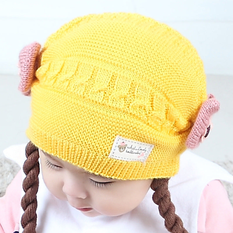 Pretty Hat Winter Wig Knitted Woolen Kids' Headwear