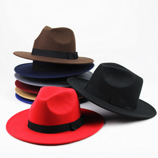 Women's & Men's British Retro Fedora Hat Big Brim Hats & Caps