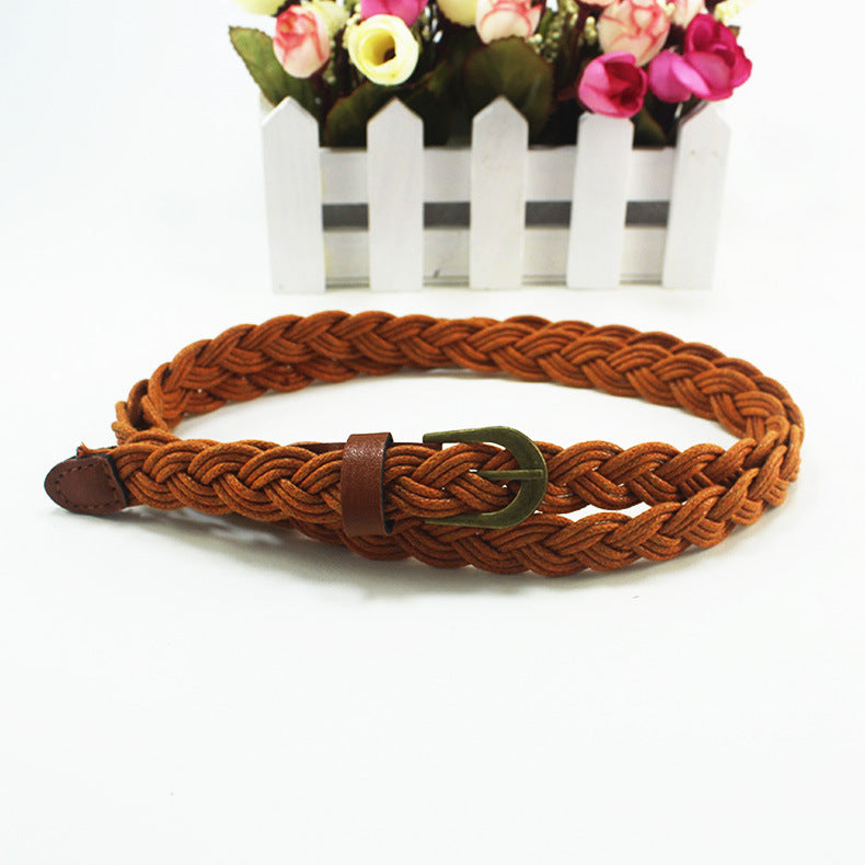 Women's Retro Wax Rope Clothing Woven Korean Belts