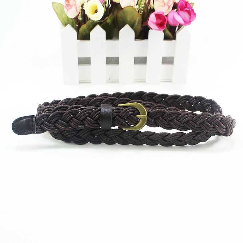 Women's Retro Wax Rope Clothing Woven Korean Belts