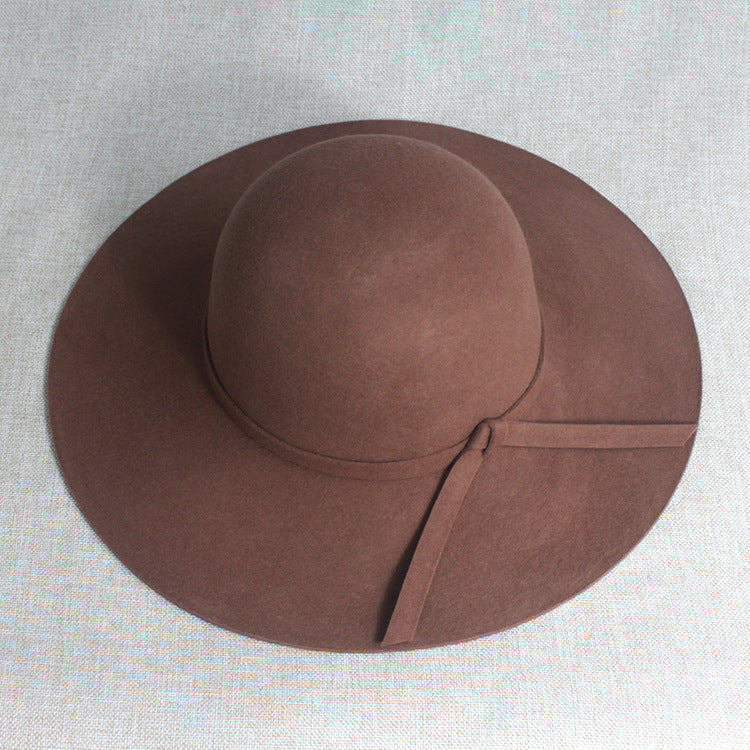 Winter Fashion Wool Felt Korean Wide Brim Top British Hats & Caps