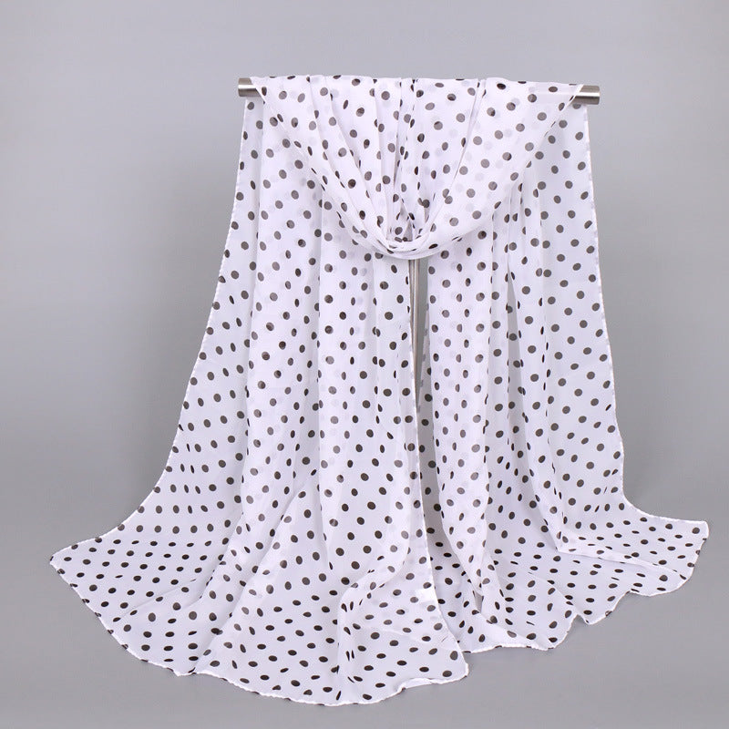 Women's Thin Small Dots Chiffon Printing Popular Scarfs