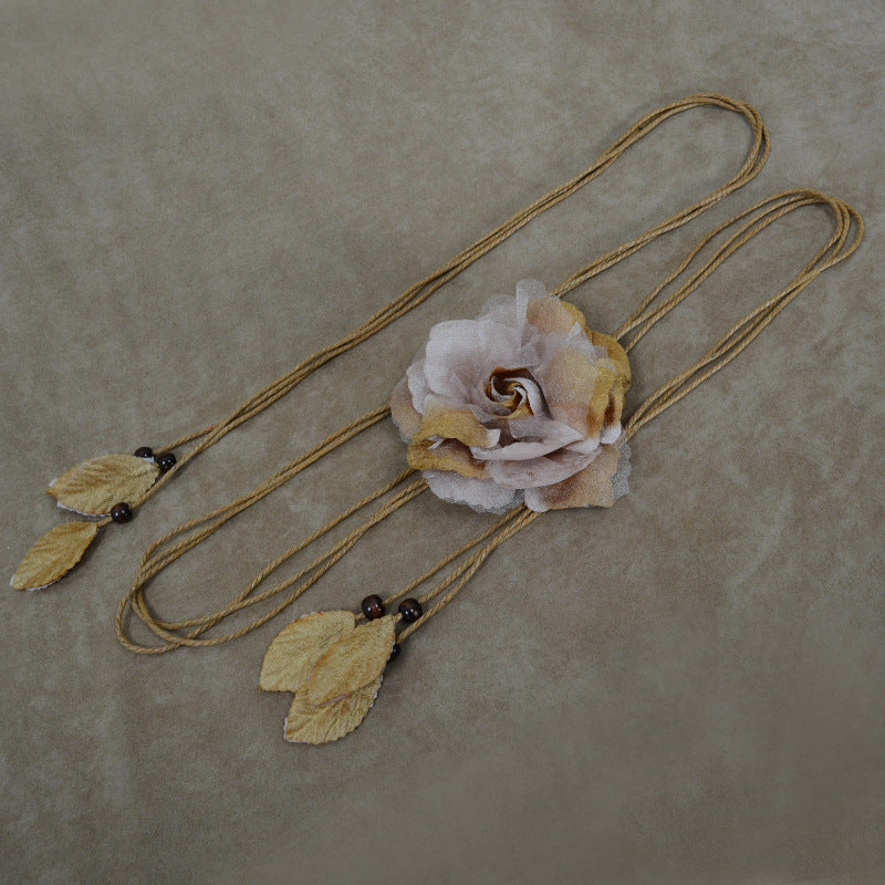 Women's Chiffon Large Flower Thin Sweet Knotted Belts